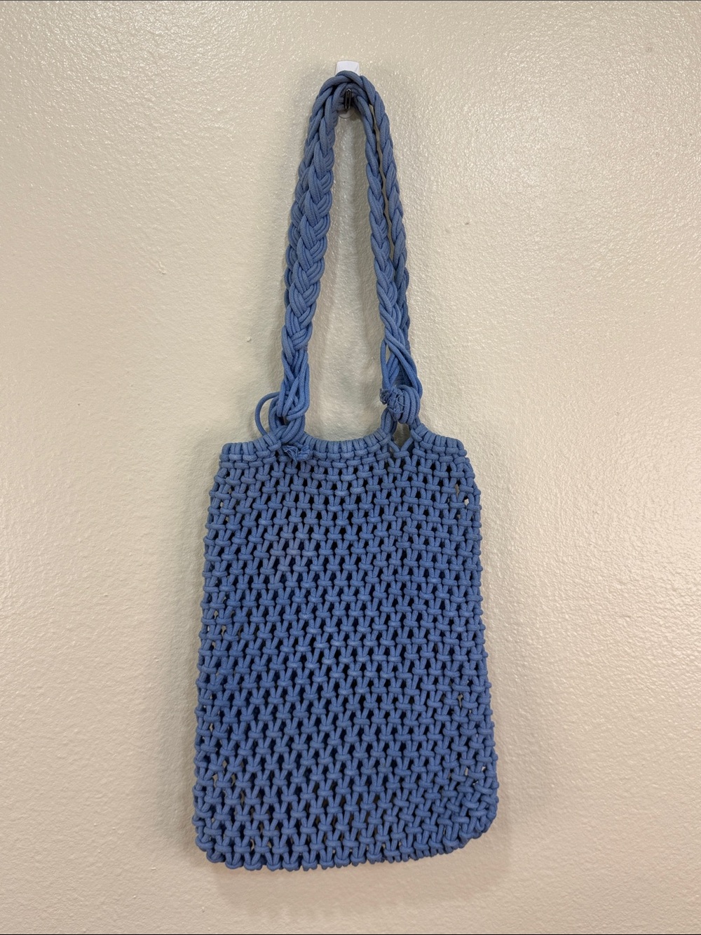 J.Crew Cadiz Hand-Knotted Rope Tote Bag Brilliant Ocean Blue - Picture 2 of 12